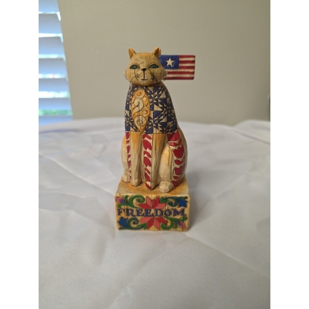 Jim Shore With Liberty And Justice‎ For All Patriotic Freedom Cat Sculpture
